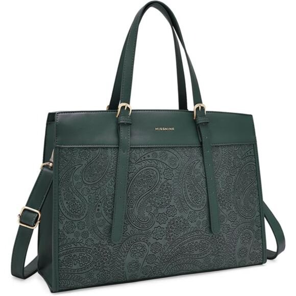 Laptop Tote Bag for Women 15.6 Inch Leather Work Bags Teacher Computer - Picture 1 of 6